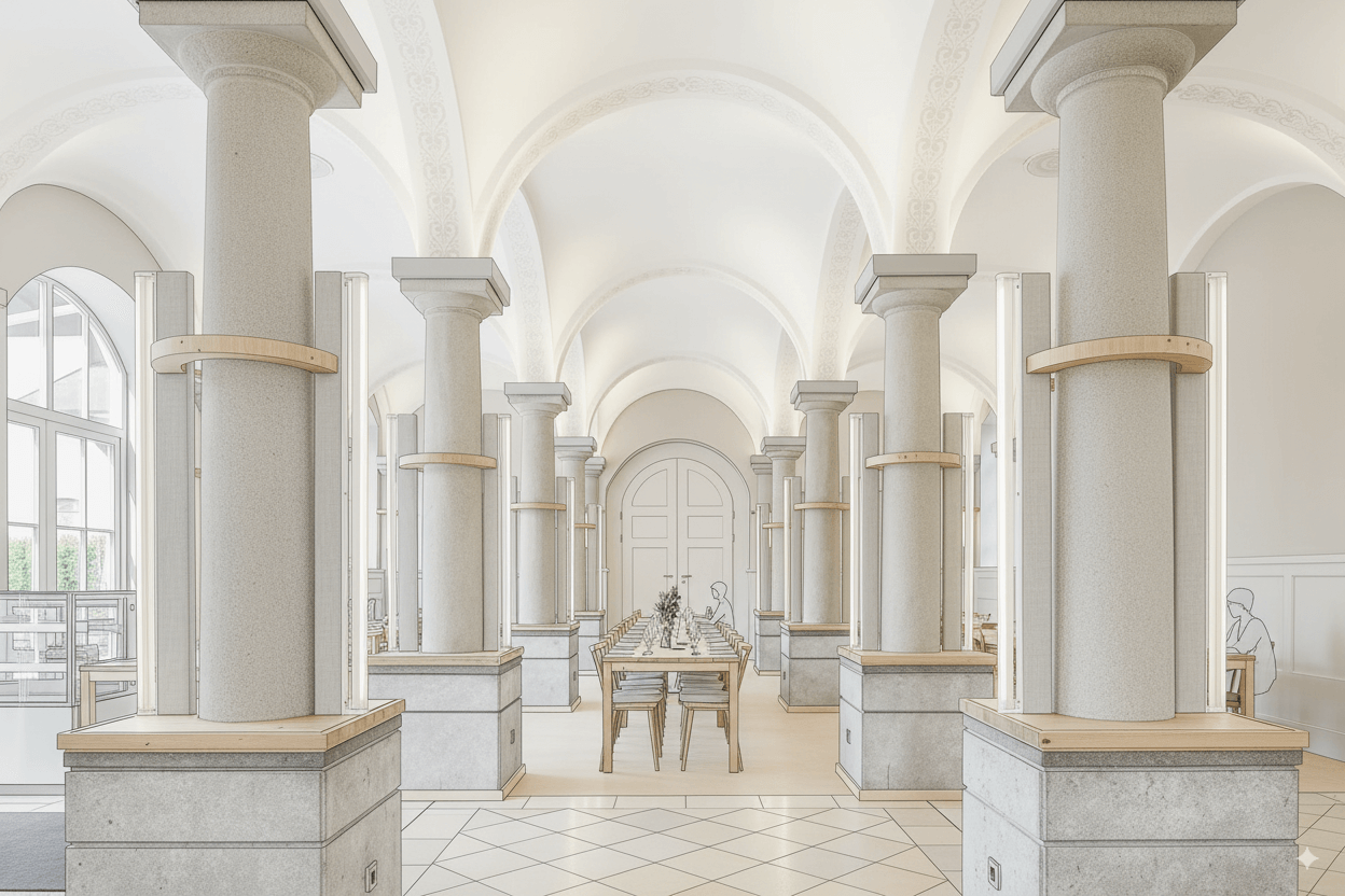 Festsaal im Klostergasthof Holzen - helle Räume mit historischem Gewölbe für Hochzeiten und Events